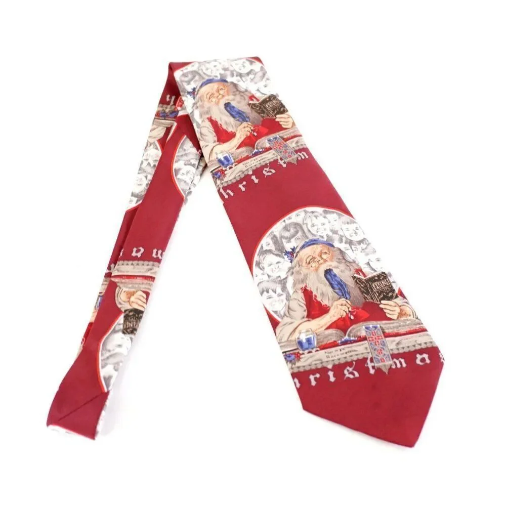 Norman Rockwell Red Christmas Santa‎ Polyester Tie 